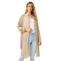 Coco Carmen Angie Button Down Cardigan Taupe 2419044G-TPE 