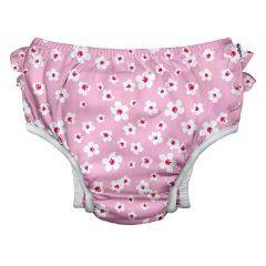 I Play  by Green Sprouts Eco Snap Ruffled Swim Diaper (Light Pink Small Blossoms) 711158-2031 